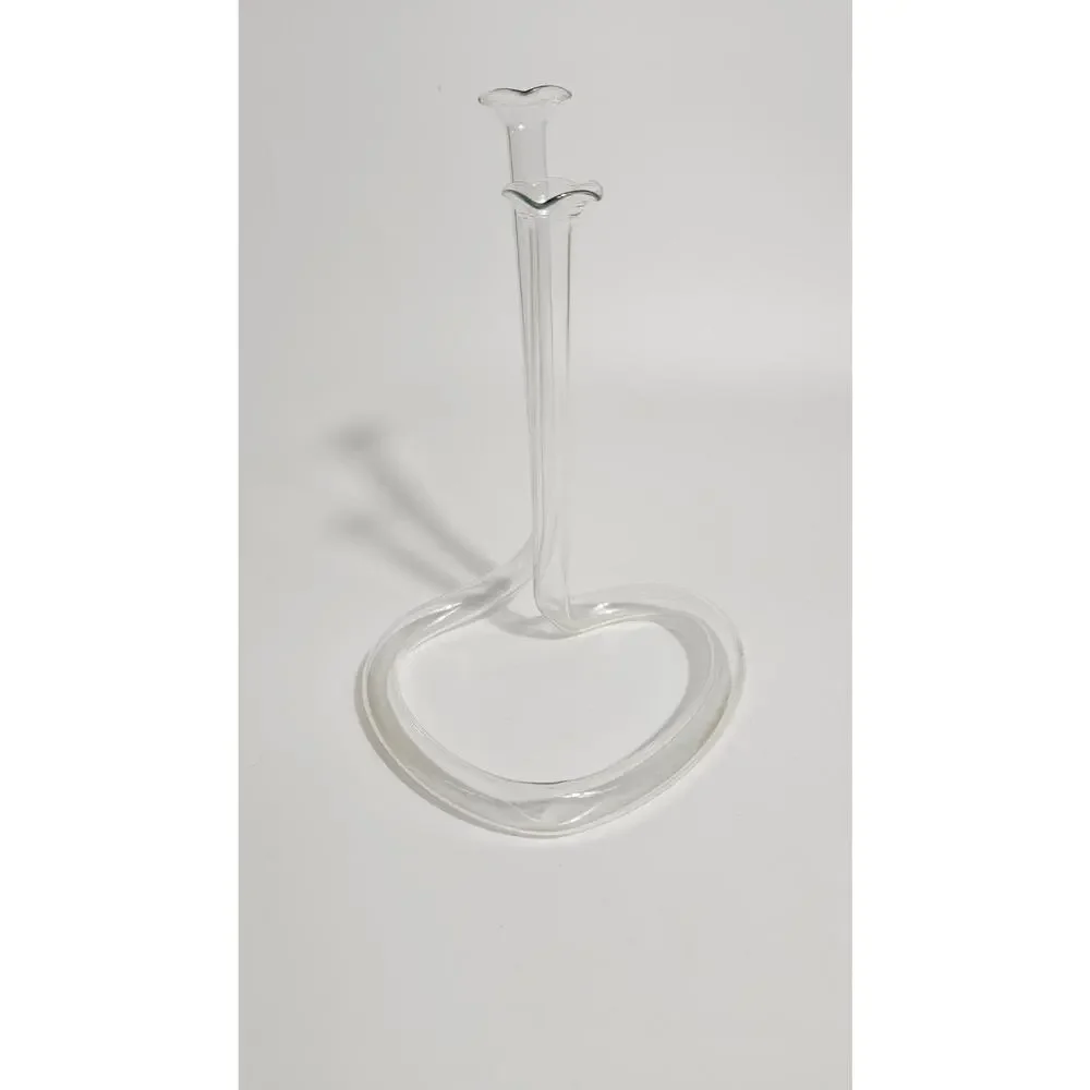 Vintage 80s Heart propagation double bud vase blown glass